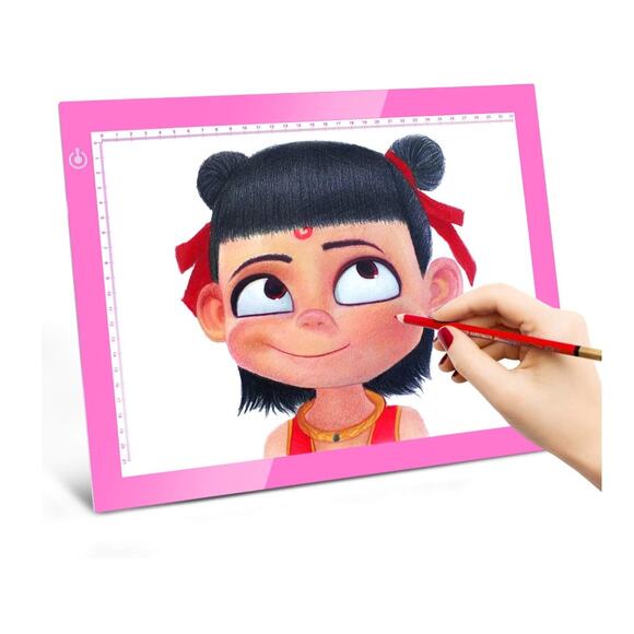 Portable A4 LED Light Tracing Box, Pink Adjustable USB 14.2"L x 0.2"W x 10.6"H - Picture 1 of 8